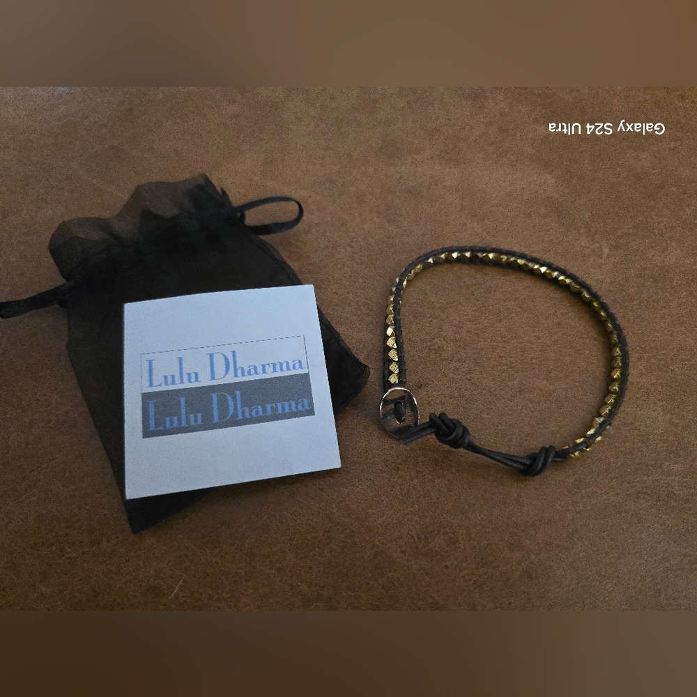 Lulu Dharma Gold Bead and Brown Bracelet